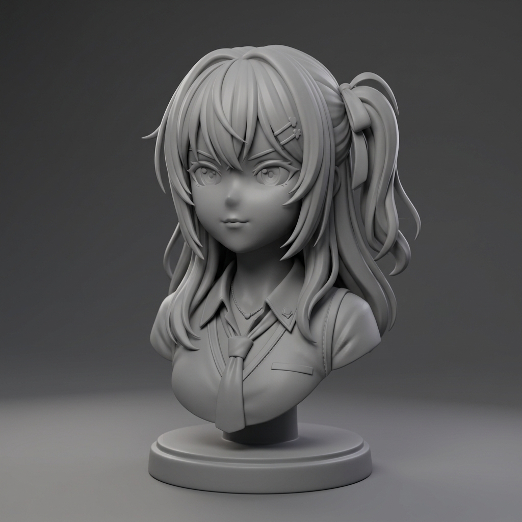 Anime girl 3D graybox model
